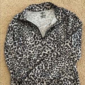 Hot Chillys Leopard Print Quarter-Zip Pullover Base Layer